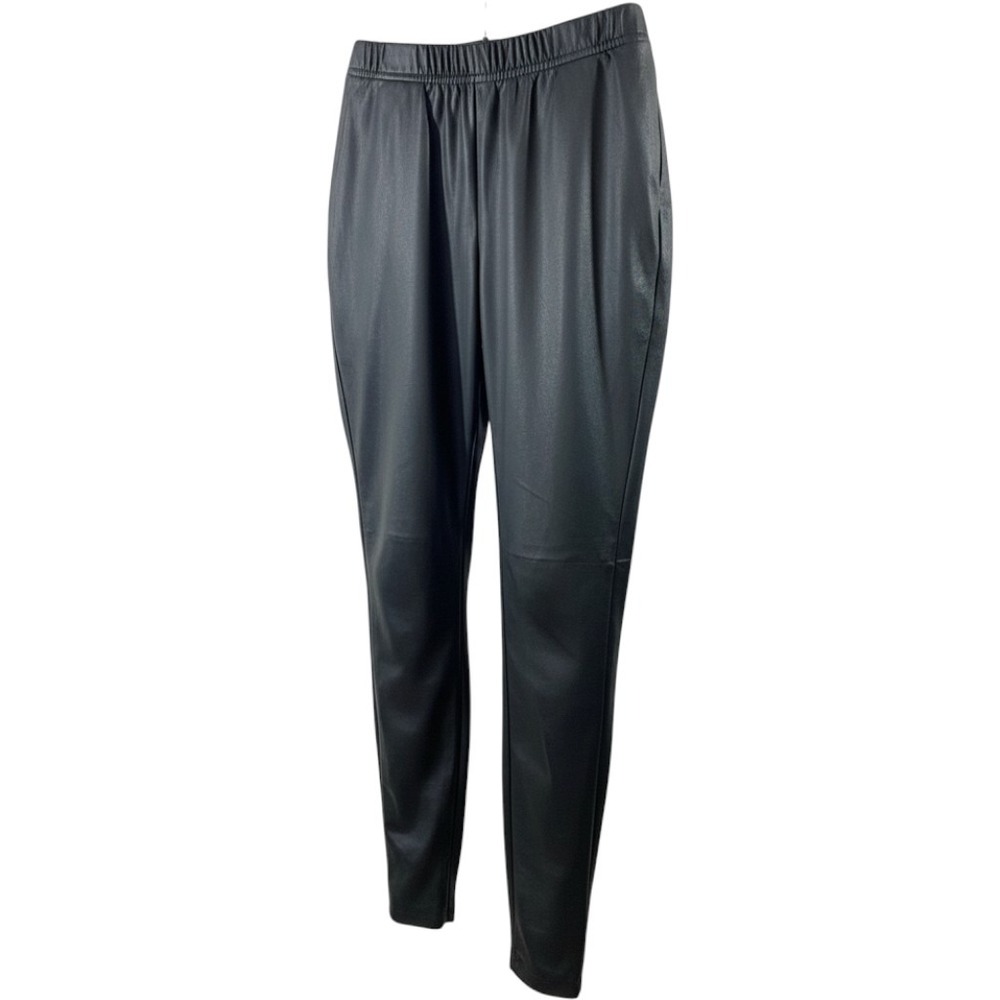 DEPT Faux Leather Leggings Womens XS Black NEW Ruched Shiny Slim Fit Pants